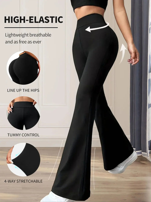 Pantalon Évasé Femme Taille Haute - Printemps Été - Coupe Ajustée Élégante