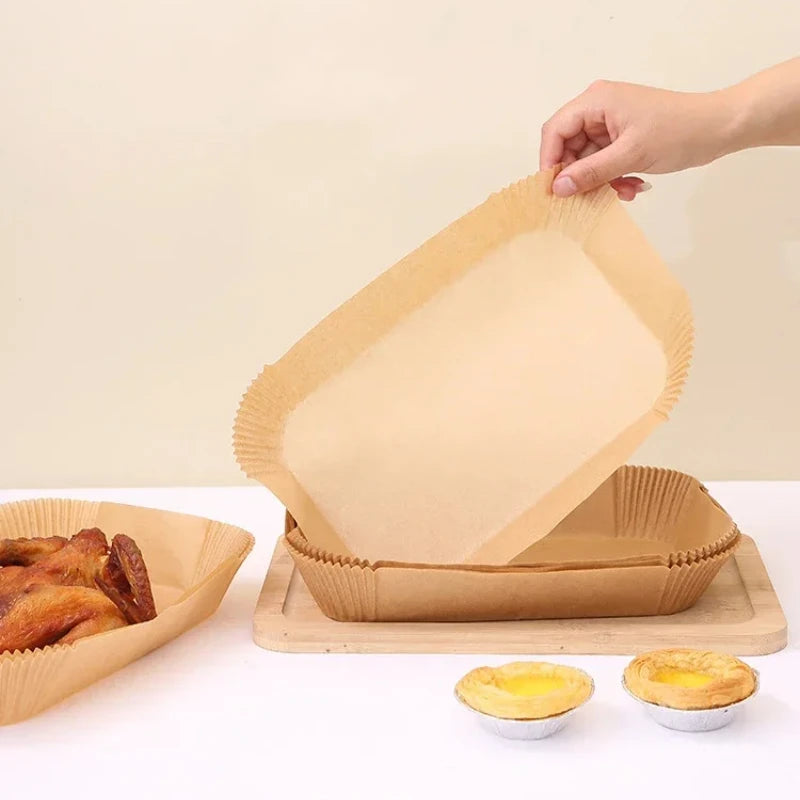 Papier Friteuse à Air Jetable - Anti-Adhésif - 100 Feuilles Perforées