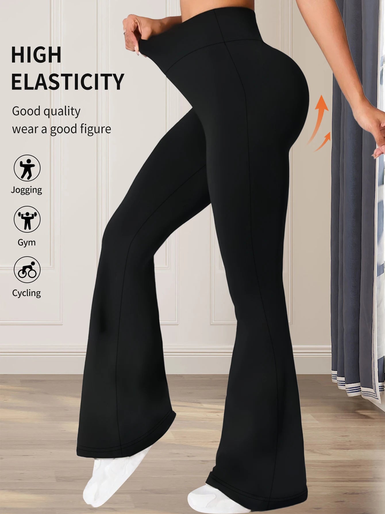 Pantalon Évasé Femme Taille Haute - Printemps Été - Coupe Ajustée Élégante