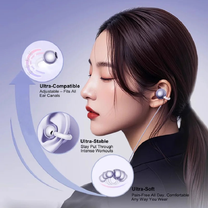 Clip-on Type C&3.5mm Wired Control Headphones HIFI Sound Sports