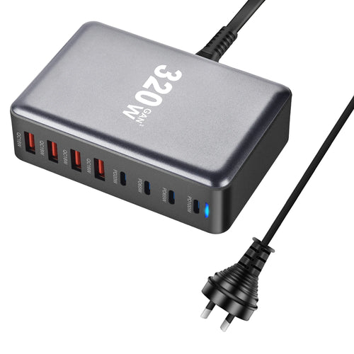 320W GaN Charger USB C Fast Desktop 8-port USB Type C PD Charger Fast