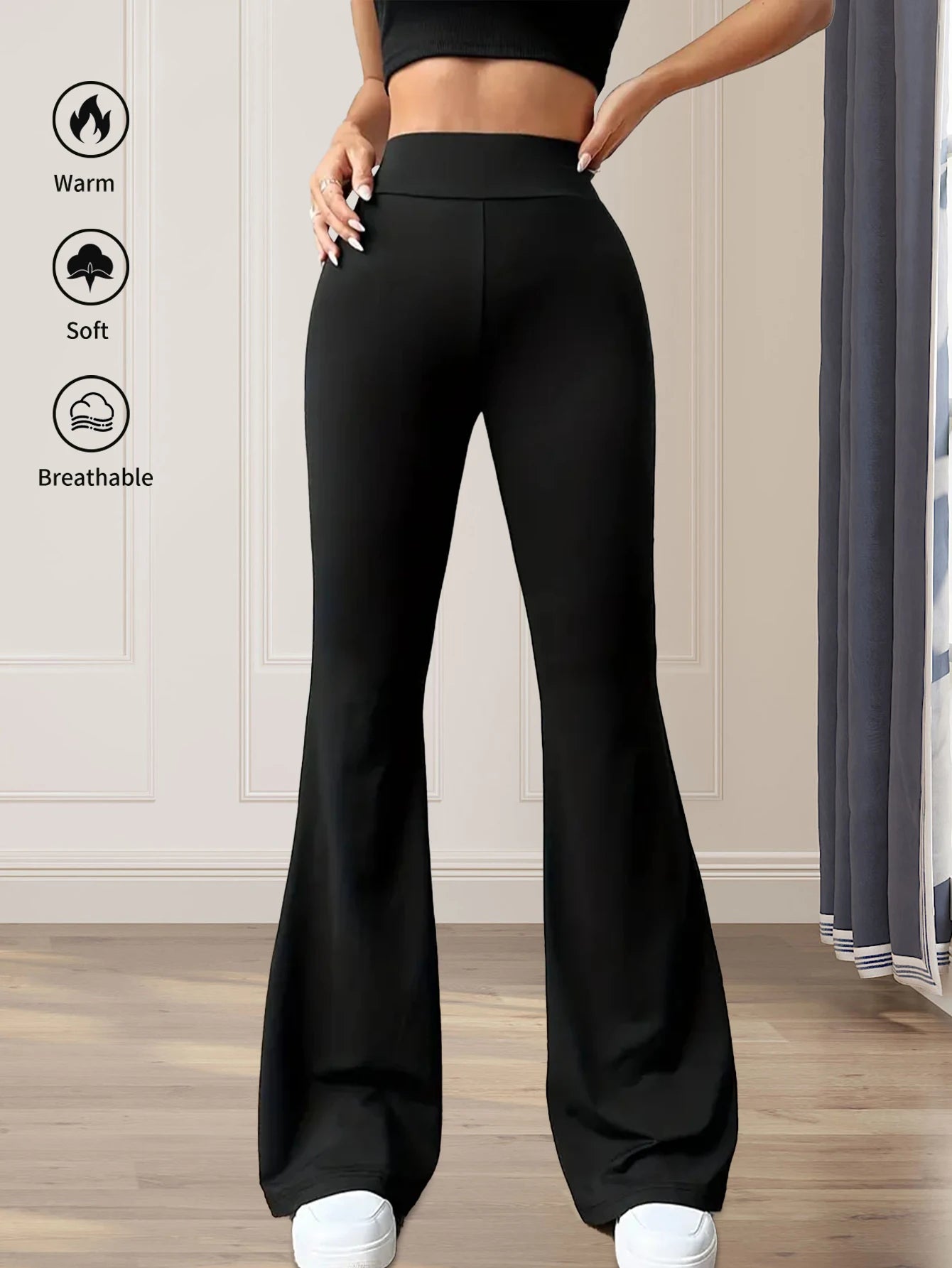 Pantalon Évasé Femme Taille Haute - Printemps Été - Coupe Ajustée Élégante