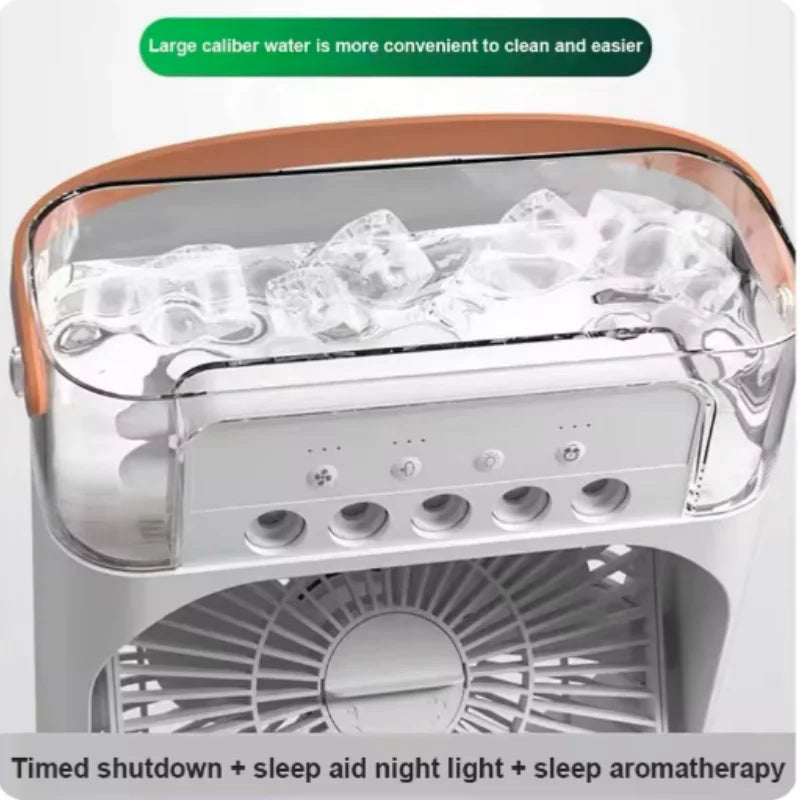 Mini Climatiseur 3-en-1 - Ventilateur/Humidificateur/LED - USB Portable