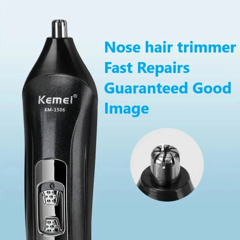 Rasoir Électrique 3-en-1 Kemei - USB Rechargeable - Barbe/Cheveux/Nez