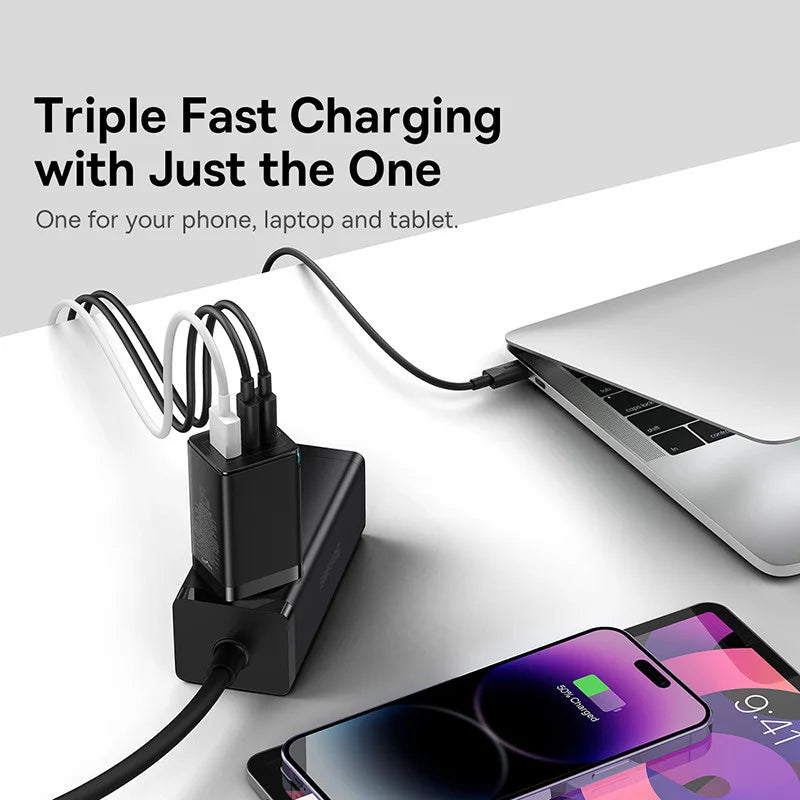 Baseus 65W GaN Charger Quick Charge Type C PD QC Charger USB Charger