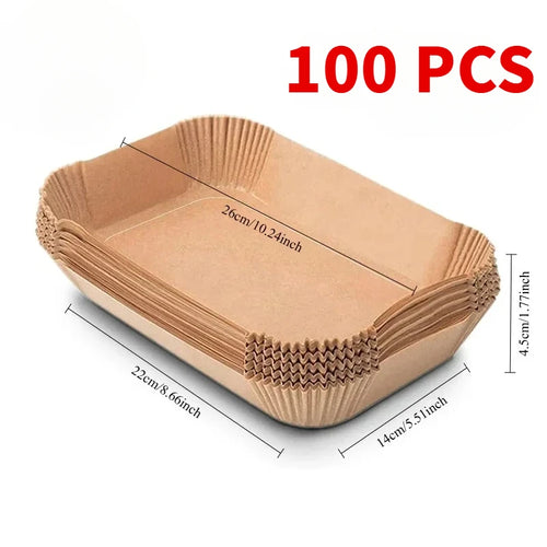 Papier Friteuse à Air Jetable - Anti-Adhésif - 100 Feuilles Perforées