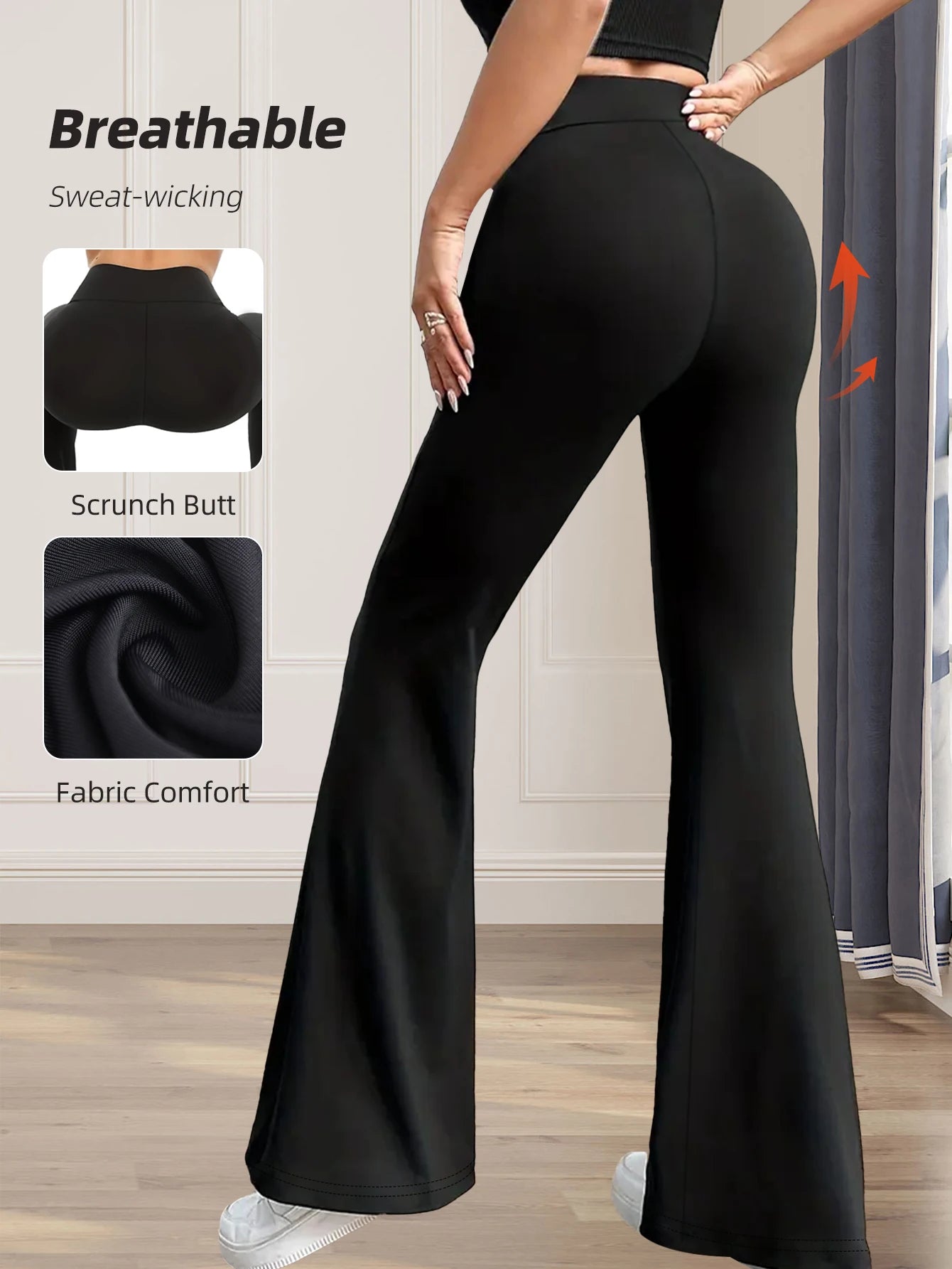 Pantalon Évasé Femme Taille Haute - Printemps Été - Coupe Ajustée Élégante