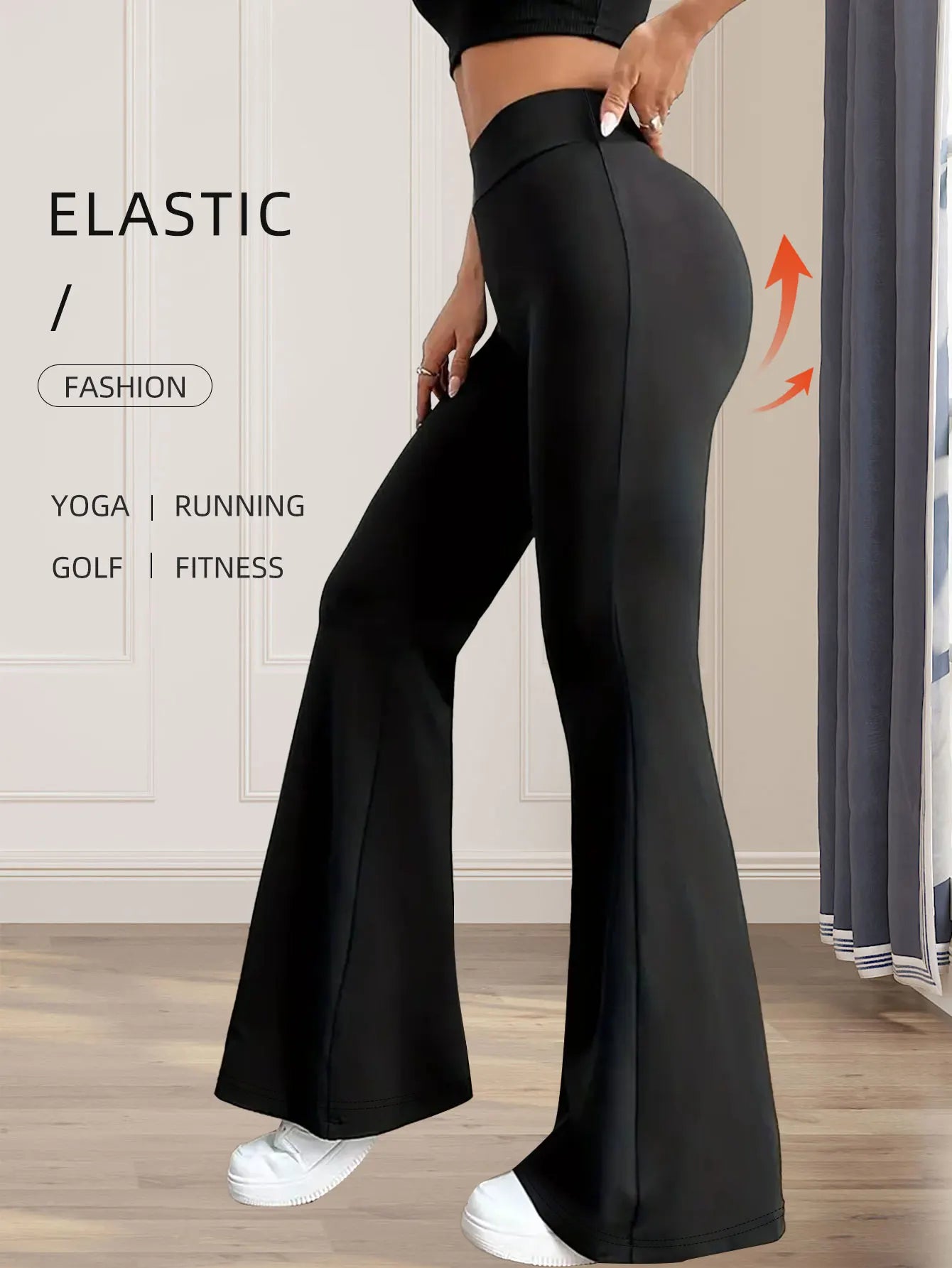 Pantalon Évasé Femme Taille Haute - Printemps Été - Coupe Ajustée Élégante