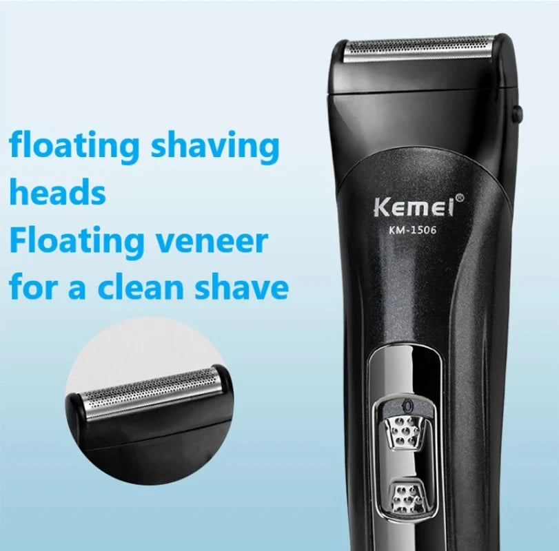 Rasoir Électrique 3-en-1 Kemei - USB Rechargeable - Barbe/Cheveux/Nez