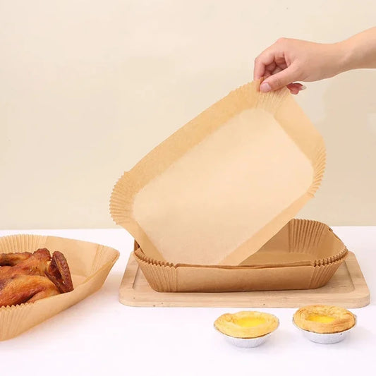 Papier Friteuse à Air Jetable - Anti-Adhésif - 100 Feuilles Perforées