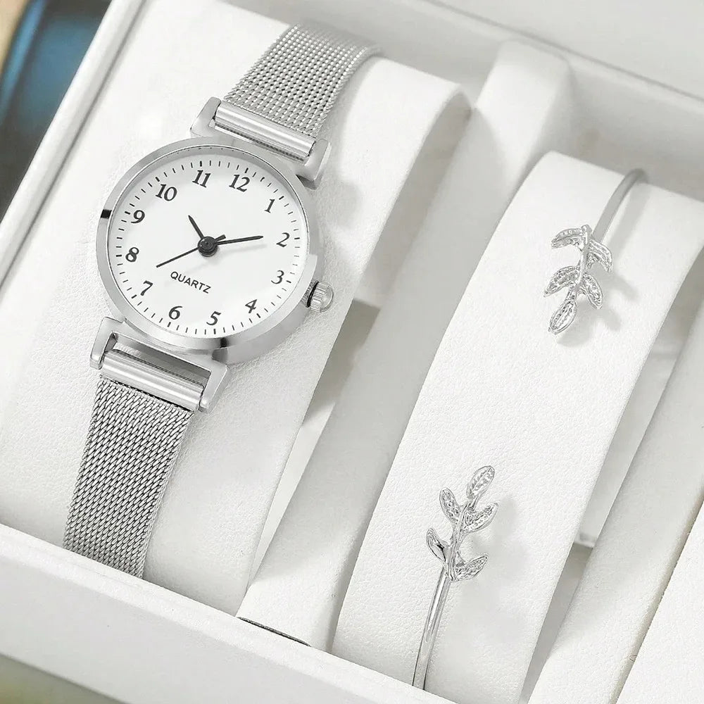 Women Fashion Watch Casual Bracelet Watches Set Ladies Simple Dial