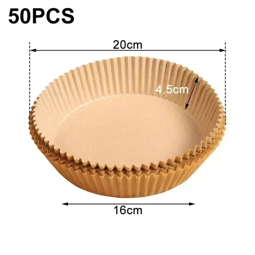 Papier Friteuse à Air 50/100/200pcs - Rond/Carré - Anti-Adhésif Perforé