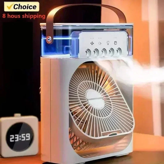 Mini Ventilateur Humidificateur 3-en-1 - USB Portable - LED Multicolore