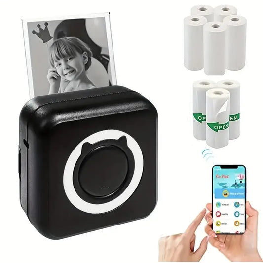 Portable Mini Thermal Printer Wirelessly BT 203dpi Photo Label Memo
