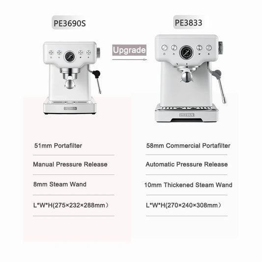 Petrus Espresso Coffee Machine Stainless Steel Coffee Maker With 58MM