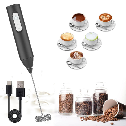 MINI Milk Frother USB Rechargeable 3 Speeds Foam Maker Coffee Whisk