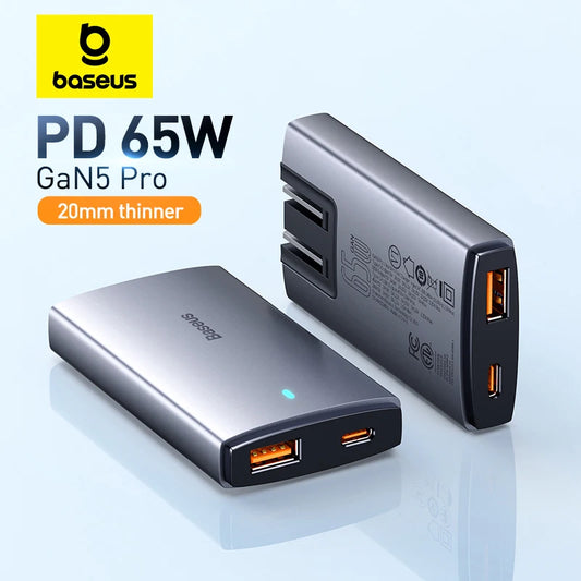 Baseus 65W GaN Charger Quick Charge 4.0 Type C PD USB Charger Portable