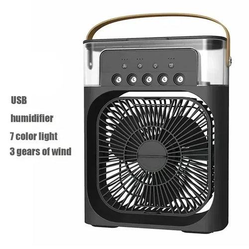 Mini Ventilateur Humidificateur 3-en-1 - USB Portable - LED Multicolore