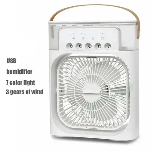 Mini Ventilateur Humidificateur 3-en-1 - USB Portable - LED Multicolore