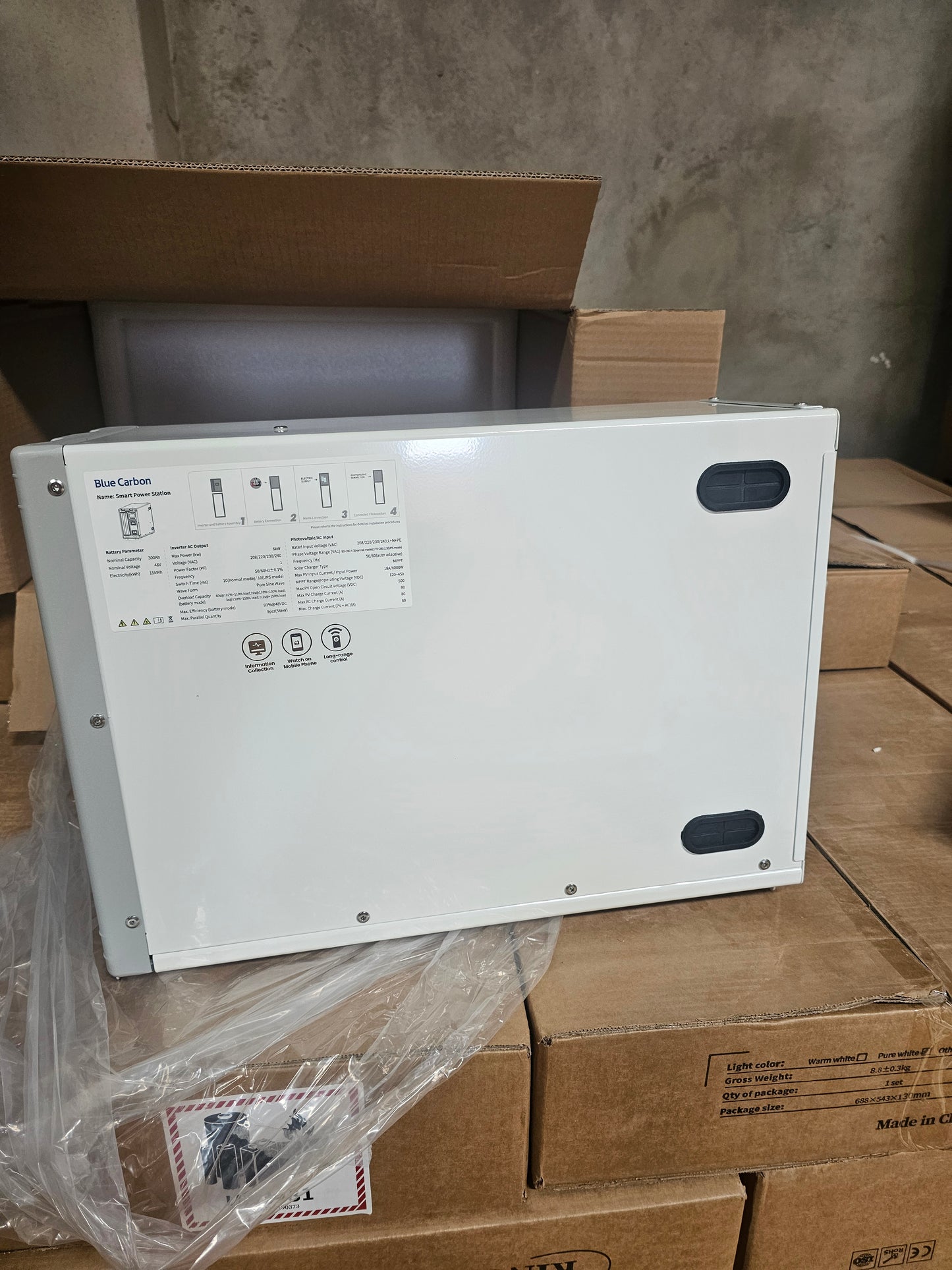 ⚡ Smart Power Station Blue Carbon 6kW — 220V 15kWh Tout-en-Un